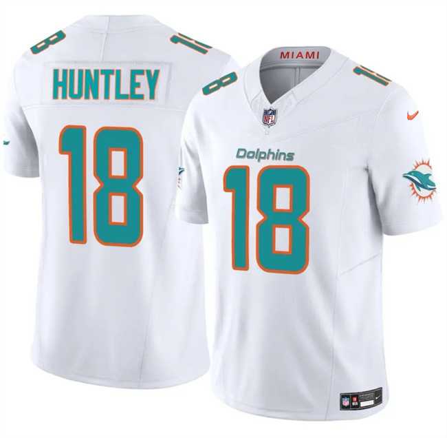 Men & Women & Youth Miami Dolphins #18 Tyler Huntley White 2024 F.U.S.E Vapor Limited Stitched Jersey